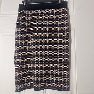 Ann Taylor Checkered Knit Pencil Skirt, Size Small